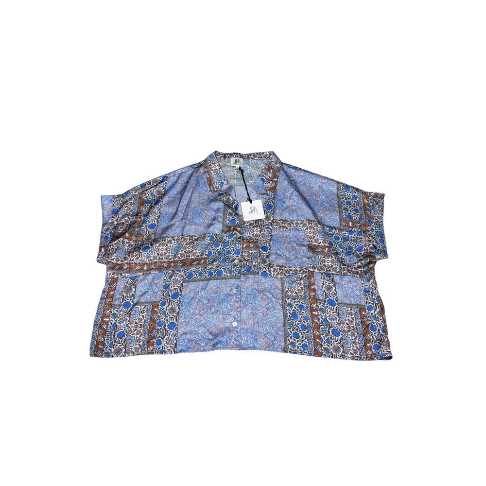 NWT Anthropologie  dRA Los Angeles Blue‎ Paisley Patchwork Button Front Top M